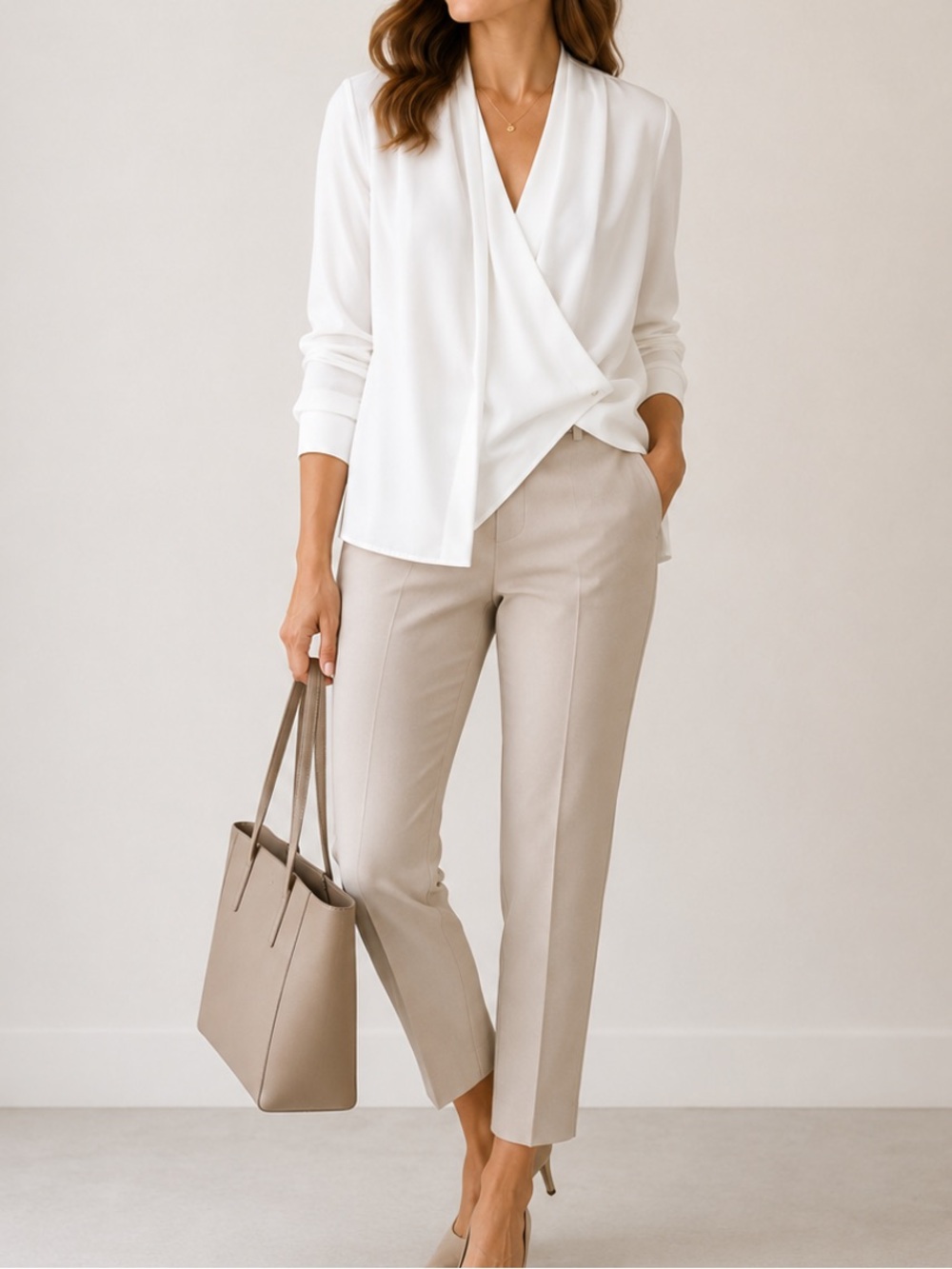 BALOSSA‎ white quiet luxury cotton blouse